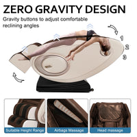 Massage Chair Zero Gravity Full Body with Heating and Bluetooth - Gold