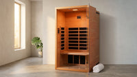1 Person Extendable FAR Infrared Sauna for Home, Hemlock Wood Low EMF 6 Carbon Heaters Indoor Saunas with LED Lights, Bluetooth Speaker, Digital Control Panel, and Seating Bench — Lifestyle