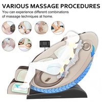 Massage Chair Zero Gravity Full Body with Heating and Bluetooth - Gold