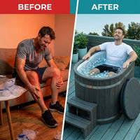 Cold Therapy 1 Person Ice Bath 118 Gallon Cold Plunge 37.5" X 33.25" — Before & After