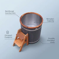 Cold Therapy 1 Person Ice Bath 118 Gallon Cold Plunge 37.5" X 33.25" — infographic