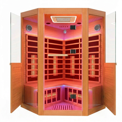 Multifunctional 2-3 Person Infrared Sauna for Home, 2180W Indoor Sauna with 7-Color LED Ambient Light, Red Light Feature, Oxygen Bar, Dual Bluetooth Speakers, 360° Surround Heating