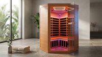 Multifunctional 2-3 Person Infrared Sauna for Home, 2180W Indoor Sauna with 7-Color LED Ambient Light, Red Light Feature, Oxygen Bar, Dual Bluetooth Speakers, 360° Surround Heating — Lifestyle