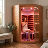 Multifunctional 2-3 Person Infrared Sauna for Home, 2180W Indoor Sauna with 7-Color LED Ambient Light, Red Light Feature, Oxygen Bar, Dual Bluetooth Speakers, 360° Surround Heating — Lifestyle